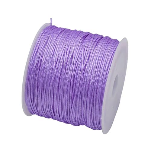 45 m, 0,8 mm, Nylonschnur zum Basteln, für die Schmuckherstellung, Perlenstickerei, geflochtene Nylon-Satinschnur für Armbänder, Rattail-Besatz, chinesischer Knoten, hellviolett, 0,8 von JMGDJ