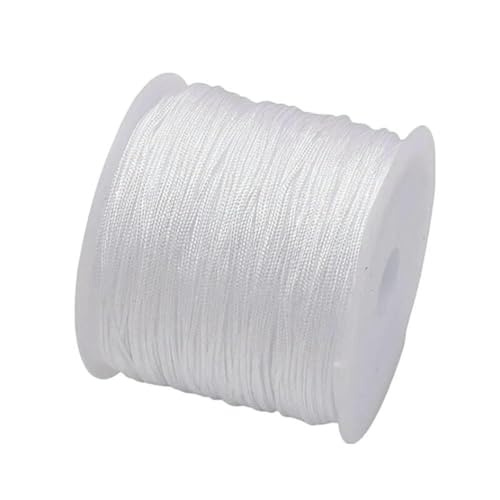 45 m, 0,8 mm, Nylonschnur zum Basteln, für die Schmuckherstellung, Perlenstickerei, geflochtene Nylon-Satinschnur für Armbänder, Rattail-Besatz, chinesischer Knoten, weiß, 0,8 mm, 45 von JMGDJ