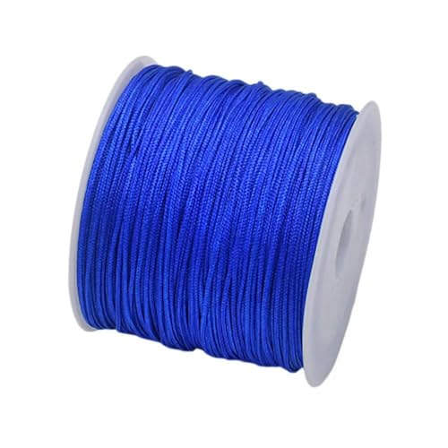 45 m, 0,8 mm, Nylonschnur zum Basteln von Schmuck, Perlenstickerei, geflochtene Nylon-Satinschnur für Armbänder, Rattail-Besatz, chinesischer Knoten, königsblau, 0,8 mm, 45 Meter von JMGDJ