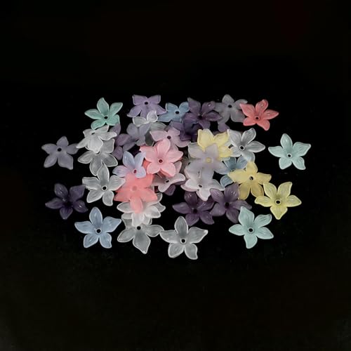 50/100 Stück Blumen-Perlenkappen aus mattiertem Acryl, gemischte Farben, lose Abstandsperlen für die Schmuckherstellung, DIY-Armband, Halskettenzubehör, 01, 50 Stück von JMGDJ