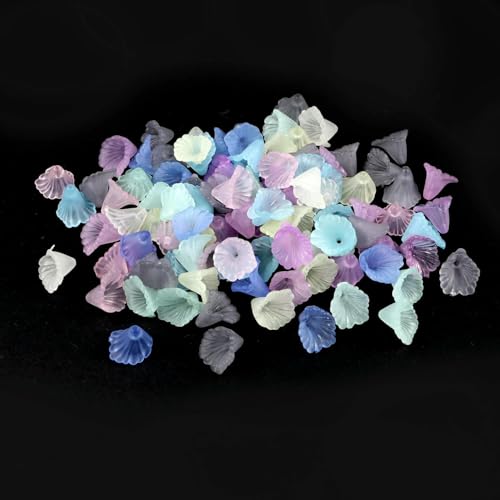 50/100 Stück Blumen-Perlenkappen aus mattiertem Acryl, gemischte Farben, lose Abstandsperlen für die Schmuckherstellung, DIY-Armband, Halskettenzubehör, 02, 100 Stück von JMGDJ