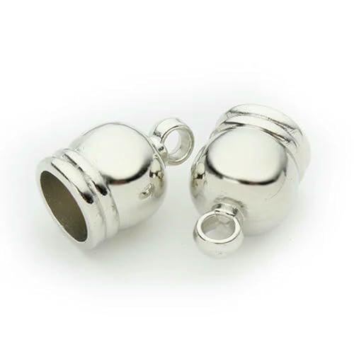 50 Stück/Los Quastenkappen, runde Lederkordelkappe, Verschluss, Endkappe, Crimp-Endperlenkappen für Schmuckherstellung, Zubehör, Rhodium, 7 mm 50 Stück/Los Quastenkappen, runde Lederkordelkappe, Verschluss, Endkappe, Crimp-Endperlenkappen für Schmuckherstellung, Zubehör, Rhodium, 7 mm von JMGDJ