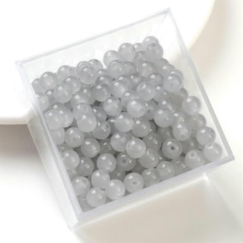 50 Stück 6 mm Glasgelee, einfarbig, Jade-Imitation, runde Perlen, lose, zum Selbermachen, handgefertigt, für Halsketten, Armbänder, Schmuckzubehör, Stil 5, 50 Stück, 6 mm von JMGDJ