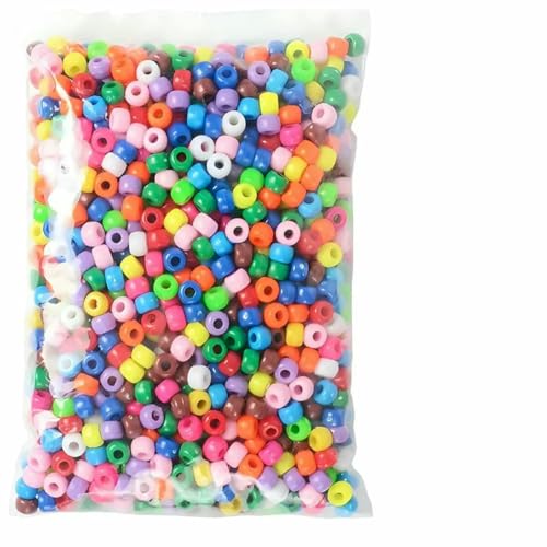 500 Stück Pony Candy Bunte Kunststoffperlen zur Schmuckherstellung, DIY-Haarflechten, Armband-Halsketten-Bastelarbeiten, Kleinunternehmen-MIX-500 STÜCK von JMGDJ