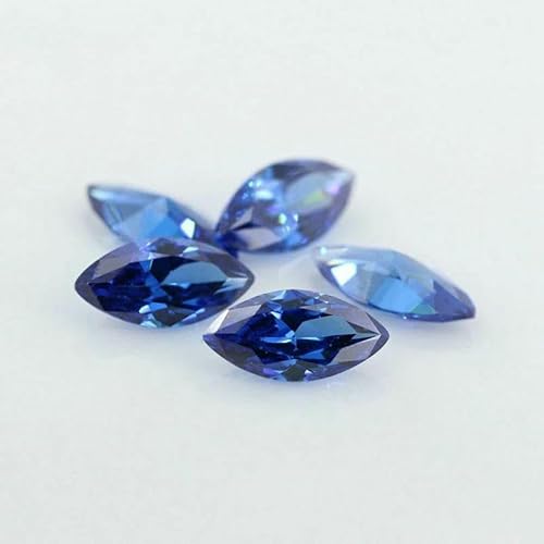 5A Marquise-Form Zirkonia-Stein, mehrfarbig, brillant, lose CZ-Perlen aus synthetischem Edelstein für Schmuck, Saphirblau, 5 x 10 mm, 50 Stück von JMGDJ