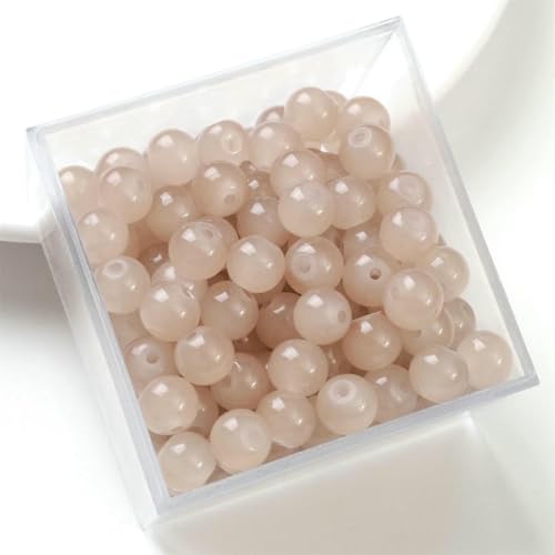 6 mm 8 mm runde, undurchsichtige Glasperlen, lose Abstandshalter, Schmuck, DIY, Herstellung von Armbändern, Halsketten, Ohrringen, Basteln, Großpackung, 50 Stück, BR-8 mm, 100 Stück von JMGDJ
