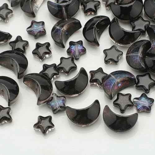 60 Stück gemischte Kristallglas-Anhänger mit Sternen und Mond, lose Perlen, Basteln für die Herstellung von Schmuck, handgefertigt, Ohrring, Halskette, Zubehör – HDC 60 Stück gemischte Kristallglas-Anhänger mit Sternen und Mond, lose Perlen, Basteln für die Herstellung von Schmuck, handgefertigt, Ohrring, Halskette, Zubehör – HDC von JMGDJ