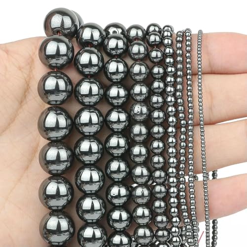 A+ Natürliche schwarze Hämatit-Steinperlen, rund, lose Abstandsperlen zur Schmuckherstellung, 1/2/3/4/6/8/10/12 mm, Armband, handgefertigt, schwarzer Hämatit, 10 mm A+ Natürliche schwarze Hämatit-Steinperlen, rund, lose Abstandsperlen zur Schmuckherstellung, 1/2/3/4/6/8/10/12 mm, Armband, handgefertigt, schwarzer Hämatit, 10 mm von JMGDJ