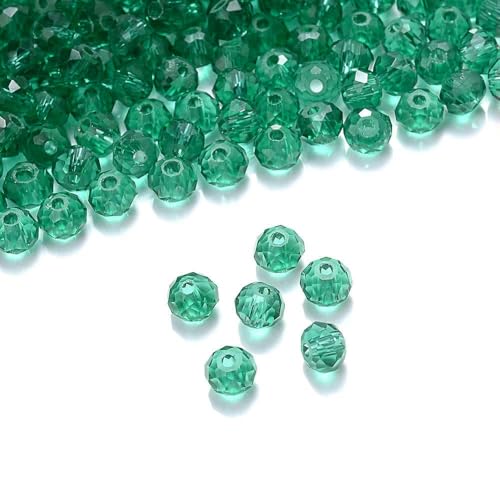 Dunkelrote 4/6 mm, 40 Stück, Rondelle, österreichische facettierte Kristallglasperlen, runde, lose Abstandsperlen zur Schmuckherstellung, Alkengrün, 6 mm (40 Stück) von JMGDJ