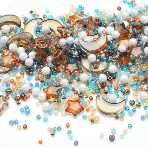 Gemischte Stern-Mond-Kristallglasperlen Rocailles Lose runde Perle für DIY Herstellung von Schmuck Basteln Armbänder Halsketten Ohrringe-11 LLCjX von JMGDJ