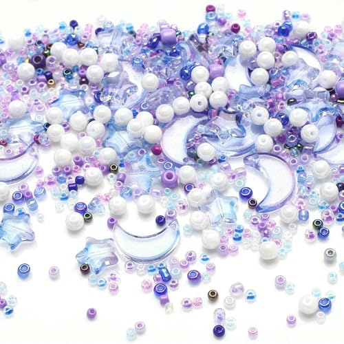 Gemischte Stern-Mond-Kristallglasperlen Rocailles Lose runde Perle für DIY Herstellung von Schmuck Basteln Armbänder Halsketten Ohrringe-13 ZiLan von JMGDJ