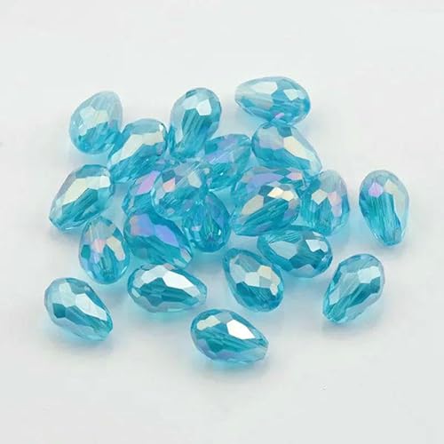 Kristallperlen in Tropfenform, Glas, 6 x 8 mm, 8 x 10 mm, lose, runde Abstandsperlen für die Schmuckherstellung, DIY, 24 Farben, Aquamarin ab, 6 x 8 mm, 70 Stück Kristallperlen in Tropfenform, Glas, 6 x 8 mm, 8 x 10 mm, lose, runde Abstandsperlen für die Schmuckherstellung, DIY, 24 Farben, Aquamarin ab, 6 x 8 mm, 70 Stück von JMGDJ