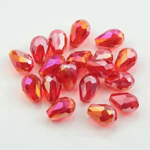 Kristallperlen in Tropfenform, Glas, 6 x 8 mm, 8 x 10 mm, lose, runde Abstandsperlen für die Schmuckherstellung, DIY, 24 Farben, Helles Siam AB, 6 x 8 mm, 70 Stück Kristallperlen in Tropfenform, Glas, 6 x 8 mm, 8 x 10 mm, lose, runde Abstandsperlen für die Schmuckherstellung, DIY, 24 Farben, Helles Siam AB, 6 x 8 mm, 70 Stück von JMGDJ