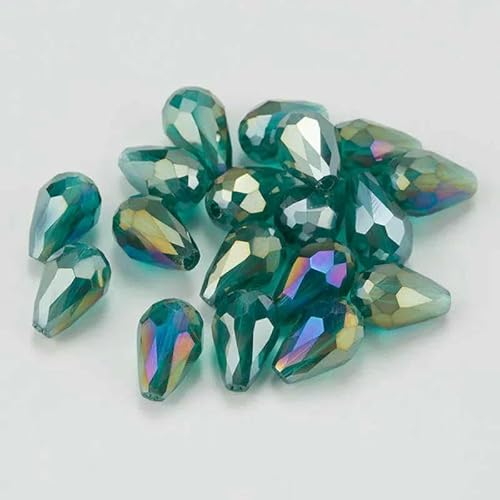 Kristallperlen in Tropfenform, Glas, 6 x 8 mm, 8 x 10 mm, lose, runde Abstandsperlen für die Schmuckherstellung, DIY, 24 Farben, Malachitgrün ab, 6 x 8 mm, 70 Stück Kristallperlen in Tropfenform, Glas, 6 x 8 mm, 8 x 10 mm, lose, runde Abstandsperlen für die Schmuckherstellung, DIY, 24 Farben, Malachitgrün ab, 6 x 8 mm, 70 Stück von JMGDJ