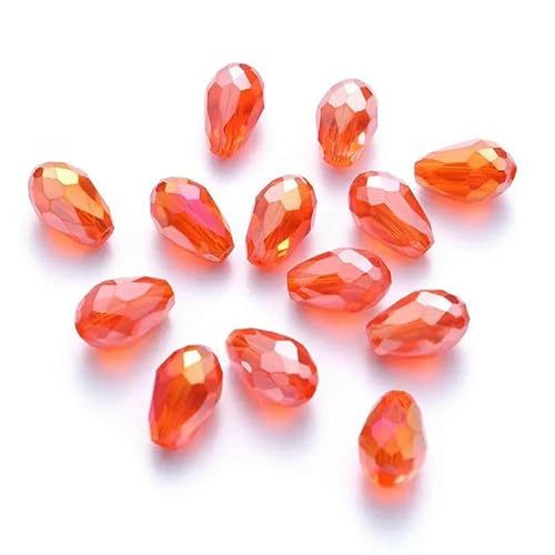 Kristallperlen in Tropfenform, Glas, 6 x 8 mm, 8 x 10 mm, lose, runde Abstandsperlen für die Schmuckherstellung, DIY, 24 Farben, Orange ab, 8 x 10 mm, 60 Stück Kristallperlen in Tropfenform, Glas, 6 x 8 mm, 8 x 10 mm, lose, runde Abstandsperlen für die Schmuckherstellung, DIY, 24 Farben, Orange ab, 8 x 10 mm, 60 Stück von JMGDJ