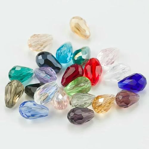 Kristallperlen in Tropfenform, Glas, 6 x 8 mm, 8 x 10 mm, lose, runde Abstandsperlen für die Schmuckherstellung, DIY, 24 Farben, gemischte Farben, 6 x 8 mm, 70 Stück Kristallperlen in Tropfenform, Glas, 6 x 8 mm, 8 x 10 mm, lose, runde Abstandsperlen für die Schmuckherstellung, DIY, 24 Farben, gemischte Farben, 6 x 8 mm, 70 Stück von JMGDJ