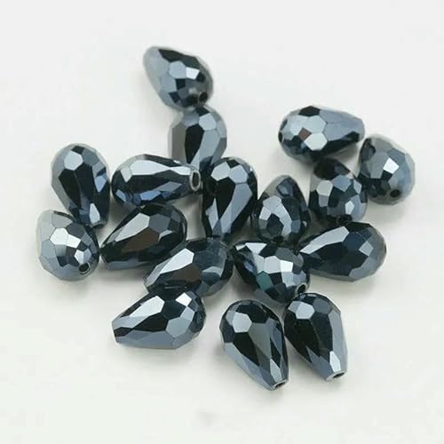 Kristallperlen in Tropfenform, Glas, 6 x 8 mm, 8 x 10 mm, lose, runde Abstandsperlen für die Schmuckherstellung, DIY, 24 Farben, glänzendes Schwarz, 8 x 10 mm, 60 Stück Kristallperlen in Tropfenform, Glas, 6 x 8 mm, 8 x 10 mm, lose, runde Abstandsperlen für die Schmuckherstellung, DIY, 24 Farben, glänzendes Schwarz, 8 x 10 mm, 60 Stück von JMGDJ
