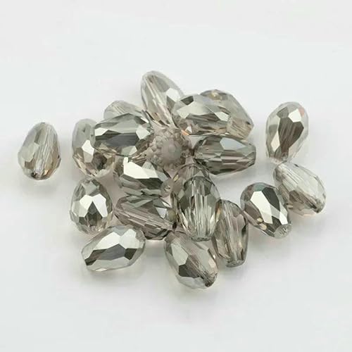 Kristallperlen in Tropfenform, Glas, 6 x 8 mm, 8 x 10 mm, lose, runde Abstandsperlen für die Schmuckherstellung, DIY, 24 Farben, transparentes Grau, 6 x 8 mm, 70 Stück Kristallperlen in Tropfenform, Glas, 6 x 8 mm, 8 x 10 mm, lose, runde Abstandsperlen für die Schmuckherstellung, DIY, 24 Farben, transparentes Grau, 6 x 8 mm, 70 Stück von JMGDJ