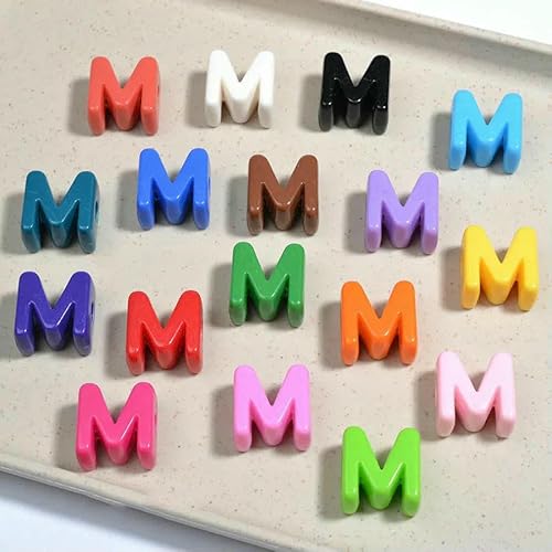 Mehrfarbige Acryl-Buchstabenperlen mit großem Loch, für Kinder, handgefertigt, Ornament, Alphabet, Abstandshalter, Halskette, Zubehör, DIY-Schmuck, Abteilung-M-20 mm von JMGDJ