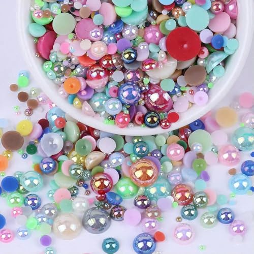 Mix Color AB Halbrunde ABS-Perlen Perlen Flatback für DIY Nageldekor Schmuckherstellung F0104-Mix 14-3-10 mm 10 g Mix Color AB Halbrunde ABS-Perlen Perlen Flatback für DIY Nageldekor Schmuckherstellung F0104-Mix 14-3-10 mm 10 g von JMGDJ