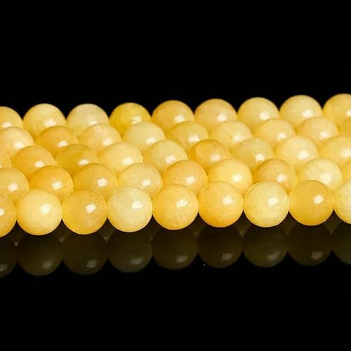 Naturstein, gelbe Jadeperle, rund, lose, Abstandshalter, Jaspisperle, 4, 6, 8, 10 mm, zur Schmuckherstellung, DIY-Halsketten, Armbandzubehör, gelbe Jadeperlen, ca. 4,0 mm von JMGDJ