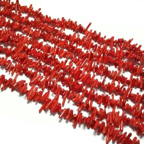 Naturstein-Korallenperlen, unregelmäßige Form, lose Perlen, Isolationsperlen für die Schmuckherstellung, DIY, für Armband-Halsketten-Zubehör, Rot, 6 x 12 mm von JMGDJ