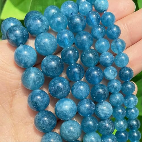 Naturstein-Perlen aus dunkelblauem Chalcedon und Jade, rund, lose Abstandsperlen zur Schmuckherstellung, 4/6/8/10/12 mm, handgefertigte Armbänder zum Selbermachen, Blaue Jade, 10 mm (ca. 36 Stück) von JMGDJ