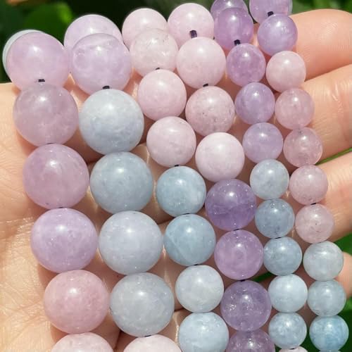 Naturstein-Perlen aus dunkelblauem Chalcedon und Jade, rund, lose Abstandsperlen zur Schmuckherstellung, 4/6/8/10/12 mm, handgefertigte Armbänder zum Selbermachen – Lila Morganit – 4,0 mm (ca. 92 von JMGDJ