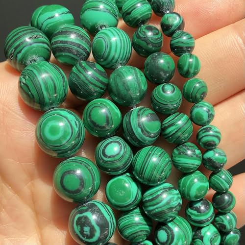 Naturstein-Perlen aus dunkelblauem Chalcedon und Jade, rund, lose Abstandsperlen zur Schmuckherstellung, 4/6/8/10/12 mm, handgefertigte Armbänder zum Selbermachen – grüner Malachit – 4,0 mm (ca. 9 Naturstein-Perlen aus dunkelblauem Chalcedon und Jade, rund, lose Abstandsperlen zur Schmuckherstellung, 4/6/8/10/12 mm, handgefertigte Armbänder zum Selbermachen – grüner Malachit – 4,0 mm (ca. 9 von JMGDJ