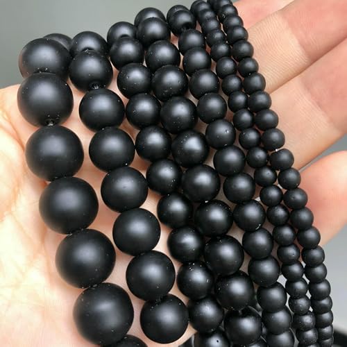 Naturstein-Perlen aus dunkelblauem Chalcedon und Jade, rund, lose Abstandsperlen zur Schmuckherstellung, 4/6/8/10/12 mm, handgefertigte Armbänder zum Selbermachen – mattschwarzer Achat – 4,0 mm (c Naturstein-Perlen aus dunkelblauem Chalcedon und Jade, rund, lose Abstandsperlen zur Schmuckherstellung, 4/6/8/10/12 mm, handgefertigte Armbänder zum Selbermachen – mattschwarzer Achat – 4,0 mm (c von JMGDJ