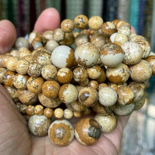 Natursteinperlen, 4, 6, 8, 10 mm, Tigerauge, Lava, Amazonit, Türkis, Achat, Jaspis, Perlen zur Schmuckherstellung, DIY-Armband, Halskette, Bildjaspis, 6 mm, 59 bis 61 Stück Natursteinperlen, 4, 6, 8, 10 mm, Tigerauge, Lava, Amazonit, Türkis, Achat, Jaspis, Perlen zur Schmuckherstellung, DIY-Armband, Halskette, Bildjaspis, 6 mm, 59 bis 61 Stück von JMGDJ