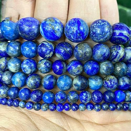 Natursteinperlen, Achate, Jaspis, Tigerauge, Türkis, runde Perlen, DIY-Armband, Halskette zur Schmuckherstellung, 4/6/8/10/12 mm, Lapislazuli-Stein, 12 mm, ca. 30 Stück Natursteinperlen, Achate, Jaspis, Tigerauge, Türkis, runde Perlen, DIY-Armband, Halskette zur Schmuckherstellung, 4/6/8/10/12 mm, Lapislazuli-Stein, 12 mm, ca. 30 Stück von JMGDJ