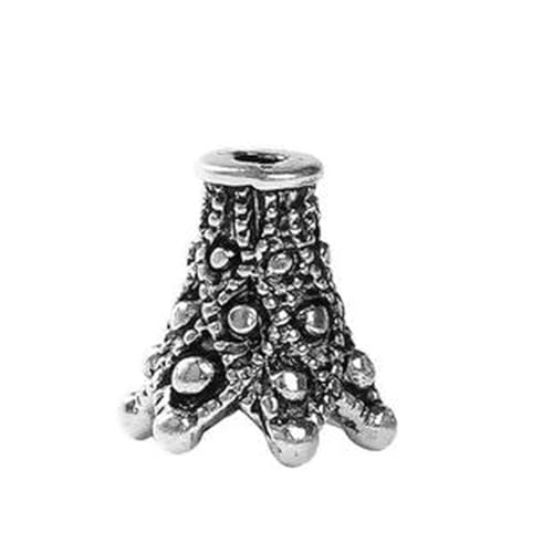 Perlenkappen aus Zinklegierung, Blume, Antik-Silber (passende Perlengröße: 10 mm Durchmesser), für DIY-Schmuck, 13 x 13,0 mm, 10/20 Stück – 10 Stück von JMGDJ