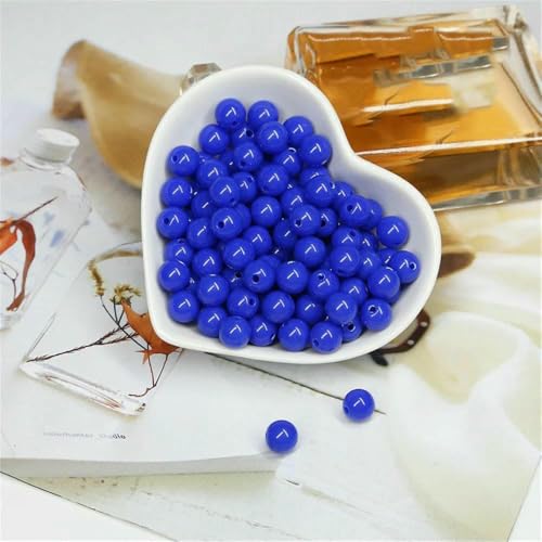 Runde Acrylperlen in Bonbonfarben, 6 mm, 8 mm, 10 mm, lose Kugeln, Abstandsperlen für Handarbeiten und Schmuckherstellung, Saphir, 8 mm, 100 Stück von JMGDJ