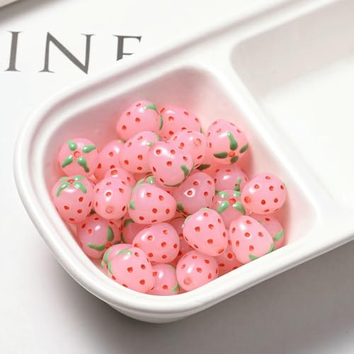 SG06 5 Stück 13,0 mm Großhandelslot Farbe Cartoon Erdbeerform Harz gerade Löcher Perlen DIY Schmuck Zubehör-fen-13,0 mm (5 Stück) von JMGDJ