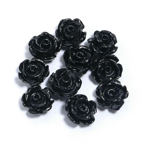 Strang 6 8 10 12 15 mm Rosen-Kamelien-Blumenperlen, künstliche Korallenperlen zur Schmuckherstellung, DIY-Armband, Halsketten, Accessoires, Schwarz, 12 mm von JMGDJ
