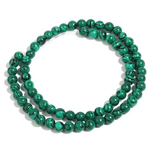 Strang natürliche grüne Malachit-Steinperlen, 4/6/8/10/12 mm, lose Abstandsperlen zur Schmuckherstellung, Armband- und Halskettenzubehör, 6 mm (ca. 61 Stück) von JMGDJ