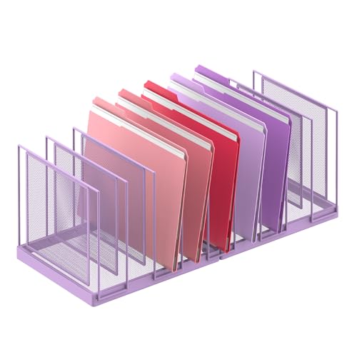 JMHUD Aktenordner mit 9 Fächern, vertikaler Aktenhalter, Schreibtisch-Ordner, aufrechter Netz-Schreibtisch-Organizer, Post-Organizer, Büroorganisation für Heimbüro, Violett von JMHUD