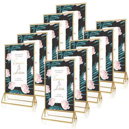 JMIATRY 10 Stück Tischaufsteller Tafel, A6 Thekenaufsteller Gold, Goldener doppelseitiger Bilderrahmen für Ausstellungen, Tischnummern, Fotorahmen, Hochzeit Tischnummer JMIATRY 10 Stück Tischaufsteller Tafel, A6 Thekenaufsteller Gold, Goldener doppelseitiger Bilderrahmen für Ausstellungen, Tischnummern, Fotorahmen, Hochzeit Tischnummer von JMIATRY