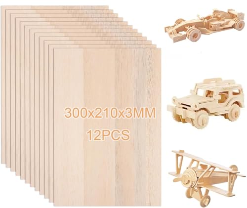 JMIATRY 12 Stück Holzplatte 3MM, Bastelholz A4, Holzplatten zum Basteln 300x210MM für Gemälde, DIY Modell, Kunst und Handwerk JMIATRY 12 Stück Holzplatte 3MM, Bastelholz A4, Holzplatten zum Basteln 300x210MM für Gemälde, DIY Modell, Kunst und Handwerk von JMIATRY