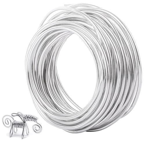 JMIATRY 15 m Aluminium-Basteldraht, 5 mm dicker, silberfarbener Modelliermetalldraht, flexibler biegbarer Basteldraht für DIY-Skulpturen, Schmuckherstellung, Drahtweben und Verpacken JMIATRY 15 m Aluminium-Basteldraht, 5 mm dicker, silberfarbener Modelliermetalldraht, flexibler biegbarer Basteldraht für DIY-Skulpturen, Schmuckherstellung, Drahtweben und Verpacken von JMIATRY