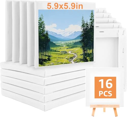 JMIATRY 16 Stück Kleine Leinwand 15x15CM, Leinwand zum Bemalen, Leinwände zum Malen für Öl-, Acryl, Temperafarben, Gouache Malerei JMIATRY 16 Stück Kleine Leinwand 15x15CM, Leinwand zum Bemalen, Leinwände zum Malen für Öl-, Acryl, Temperafarben, Gouache Malerei von JMIATRY