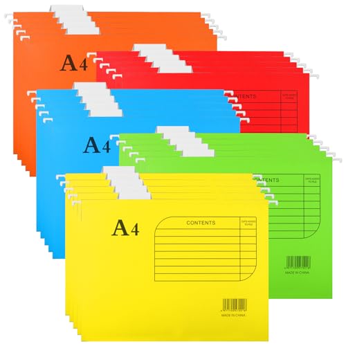 JMIATRY 25 Stk Hängemappen a4, Hängemappen a4 Pappe, Hängemappen A4 Bunt für Schublade, Büro, Schule, Haus (5 Farben) von JMIATRY
