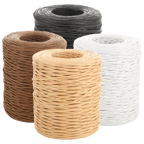 JMIATRY 4 Stück Papierdraht 200m, Papierdraht zum Basteln, Papierdraht Natur für Weihnachten, Hochzeitsstrauß, Verpackung, Blumengesteck Werkzeuge von JMIATRY