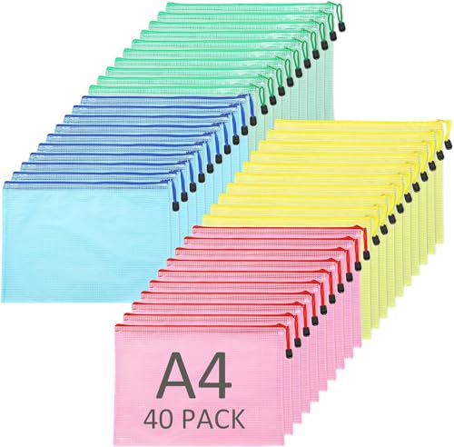 JMIATRY 40 Stk Dokumententasche A4, Zip Tasche Dokumentenmappe A4 reißverschluss, A4 Taschen mit Zipper, Mesh Beutel a4, Mesh Kunststoff Reißverschlusstasche, Zipper Tasche A4, A4 Zipper Beutel JMIATRY 40 Stk Dokumententasche A4, Zip Tasche Dokumentenmappe A4 reißverschluss, A4 Taschen mit Zipper, Mesh Beutel a4, Mesh Kunststoff Reißverschlusstasche, Zipper Tasche A4, A4 Zipper Beutel von JMIATRY