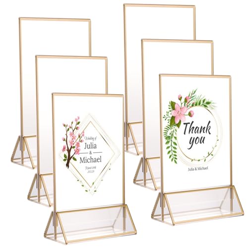 JMIATRY 6 Stück Tischaufsteller Tafel, A6 - 10x15 cm Thekenaufsteller Gold, Goldener doppelseitiger Bilderrahmen für Ausstellungen, Tischnummern, Fotorahmen, Hochzeit Tischnummer JMIATRY 6 Stück Tischaufsteller Tafel, A6 - 10x15 cm Thekenaufsteller Gold, Goldener doppelseitiger Bilderrahmen für Ausstellungen, Tischnummern, Fotorahmen, Hochzeit Tischnummer von JMIATRY