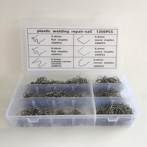 JMIATRY 6000 Stück Kunststoff-Schweißklammern aus Edelstahl, 0,8 mm, 0,6 mm, Kunststoff-Schweißklammern mit Aufbewahrungsboxen, Wellenform, Stoßstangen-Reparatur-Set für die Reparatur von Kunststoffen JMIATRY 6000 Stück Kunststoff-Schweißklammern aus Edelstahl, 0,8 mm, 0,6 mm, Kunststoff-Schweißklammern mit Aufbewahrungsboxen, Wellenform, Stoßstangen-Reparatur-Set für die Reparatur von Kunststoffen von JMIATRY
