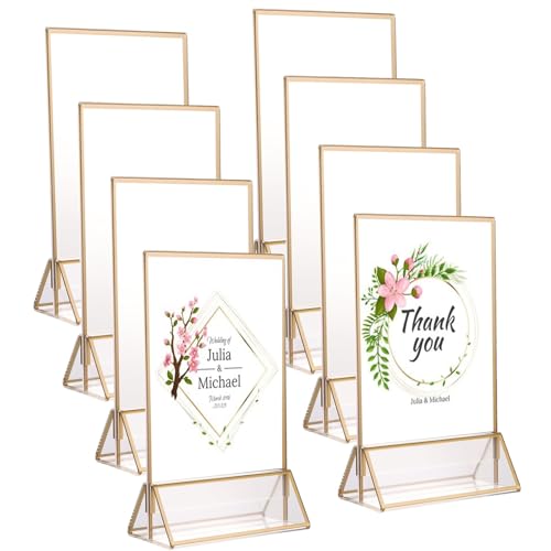JMIATRY 8 Stück Tischaufsteller A6 - 10x15 cm Thekenaufsteller Gold, Bilderrahmen mit Goldenen Rändern Tischnummern Hochzeit für Hochzeit Tischnummer, Foto JMIATRY 8 Stück Tischaufsteller A6 - 10x15 cm Thekenaufsteller Gold, Bilderrahmen mit Goldenen Rändern Tischnummern Hochzeit für Hochzeit Tischnummer, Foto von JMIATRY