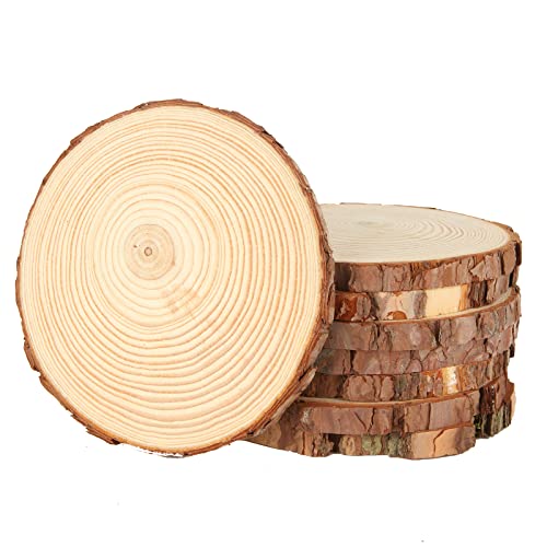 JMIATRY 8 Stück natürliche Holzscheiben, 16–18 cm Durchmesser, unlackierte runde Holzscheiben, ohne Loch, Holzkreise, Holzscheiben für Bastelarbeiten, Weihnachten und Hochzeitsdekorationen von JMIATRY