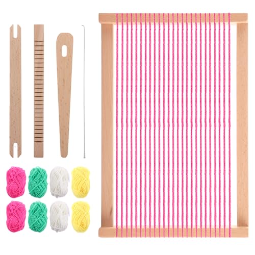 JMIATRY Webstuhl-Set für Erwachsene und Anfänger, 30 x 20 cm, Multi-Bastelarbeiten, Holz, großer Rundrahmen, Stricken, Webstuhl, DIY, handgestricktes gewebtes Set von JMIATRY